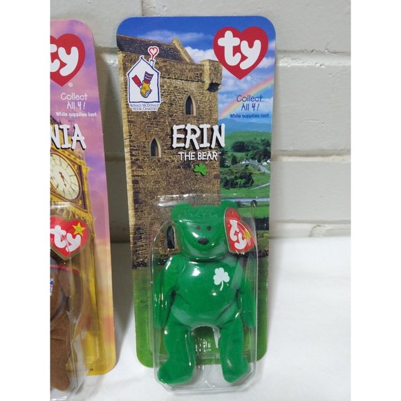 TY Beanie Babies McDonalds International Bears Set of 4-ALL w/ Errors NEW *RARE* - Picture 6 of 16